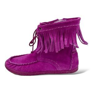 UGG Kaysa Pink Moccasin‎ Suede Leather Fringe Boots Size Women's 4